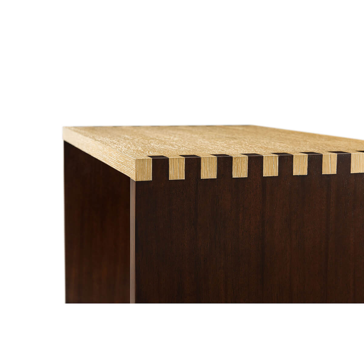 Close-up of jointed edge on end table top.