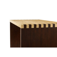 Close-up of jointed edge on end table top.