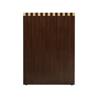 Side view of end table highlighting dark wood panel.