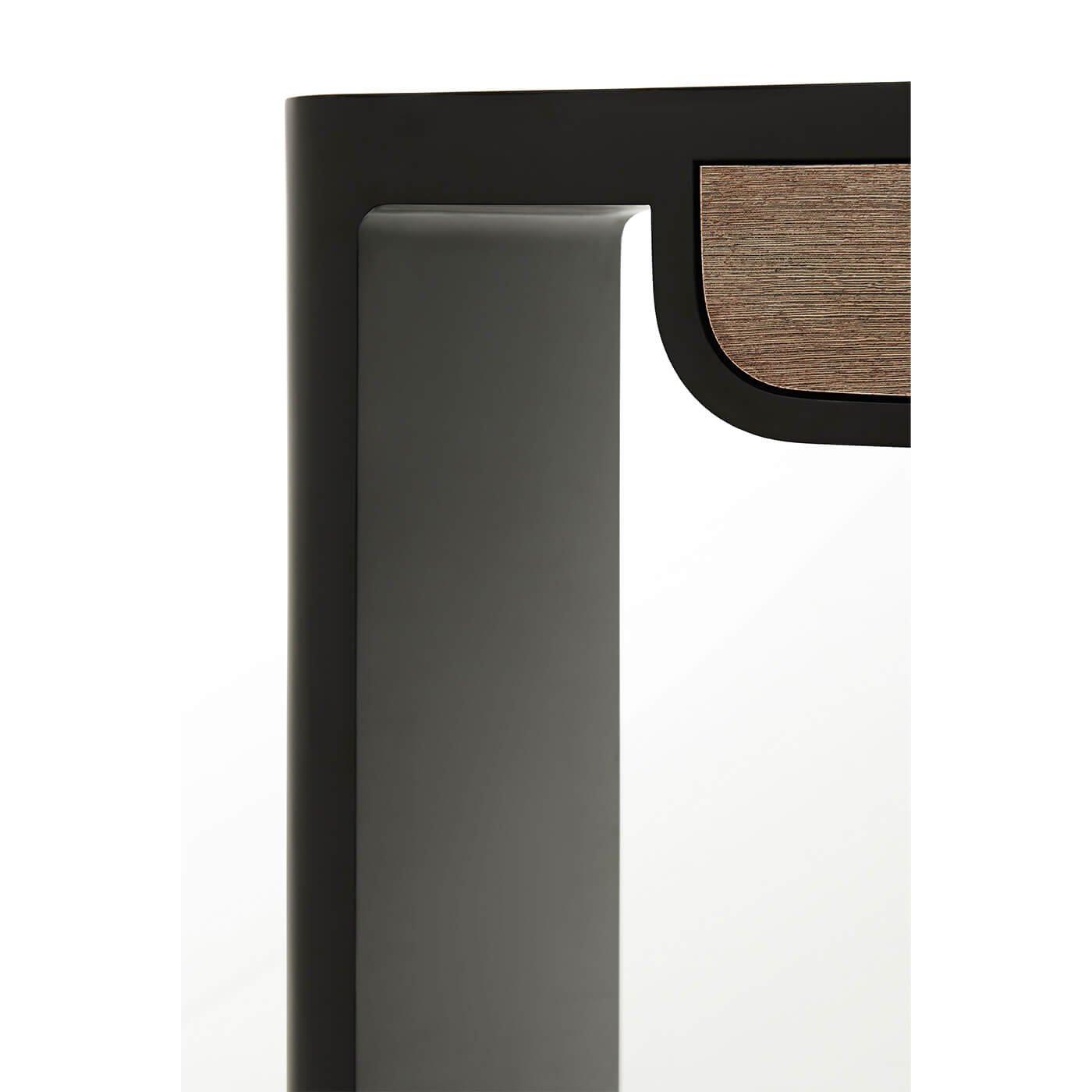Side view of modern lacquered console, elegant finish.