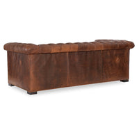 Brown leather Chesterfield sofa, rear view
