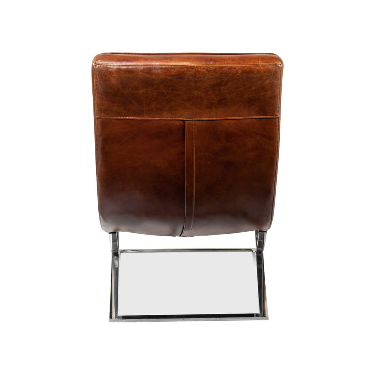 Back view of modern leather lounge chair, detailing visible.