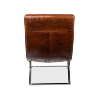 Back view of modern leather lounge chair, detailing visible.