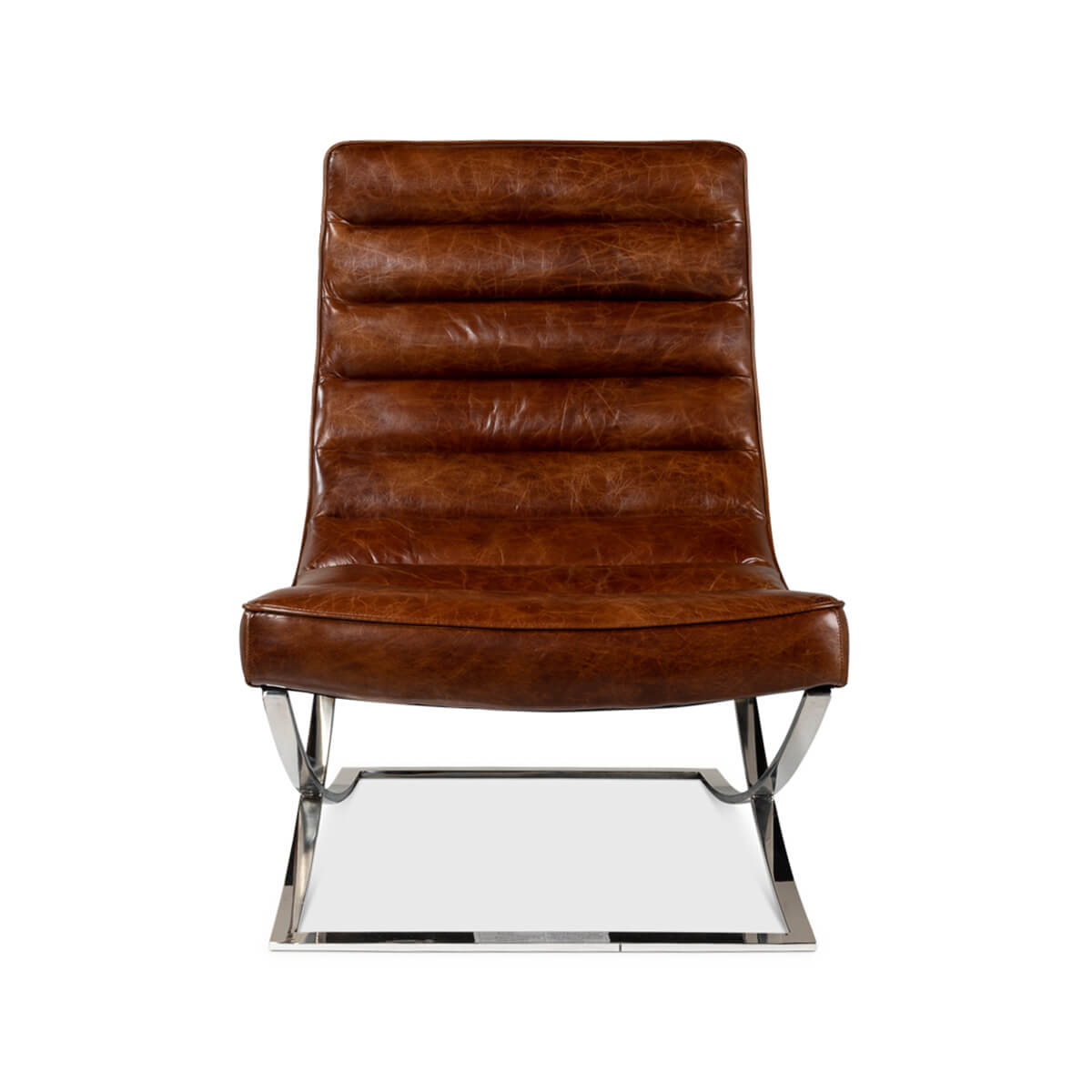 Front view of modern leather lounge chair.