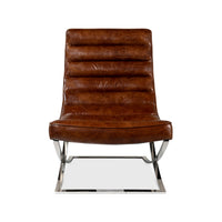 Front view of modern leather lounge chair.