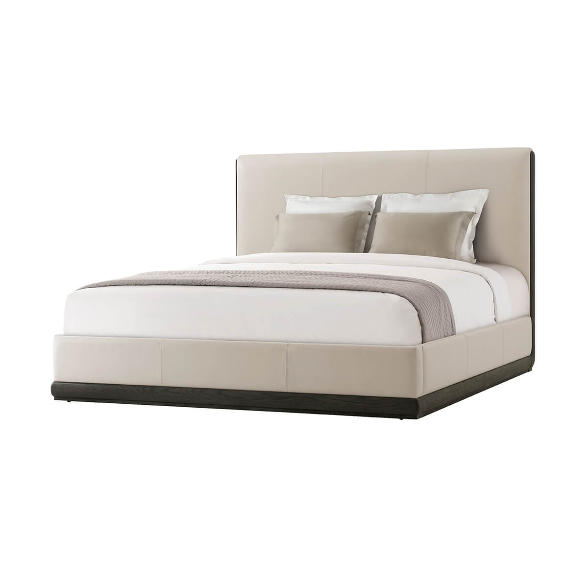 Modern Leather Upholstered California King Bed - English Georgian America