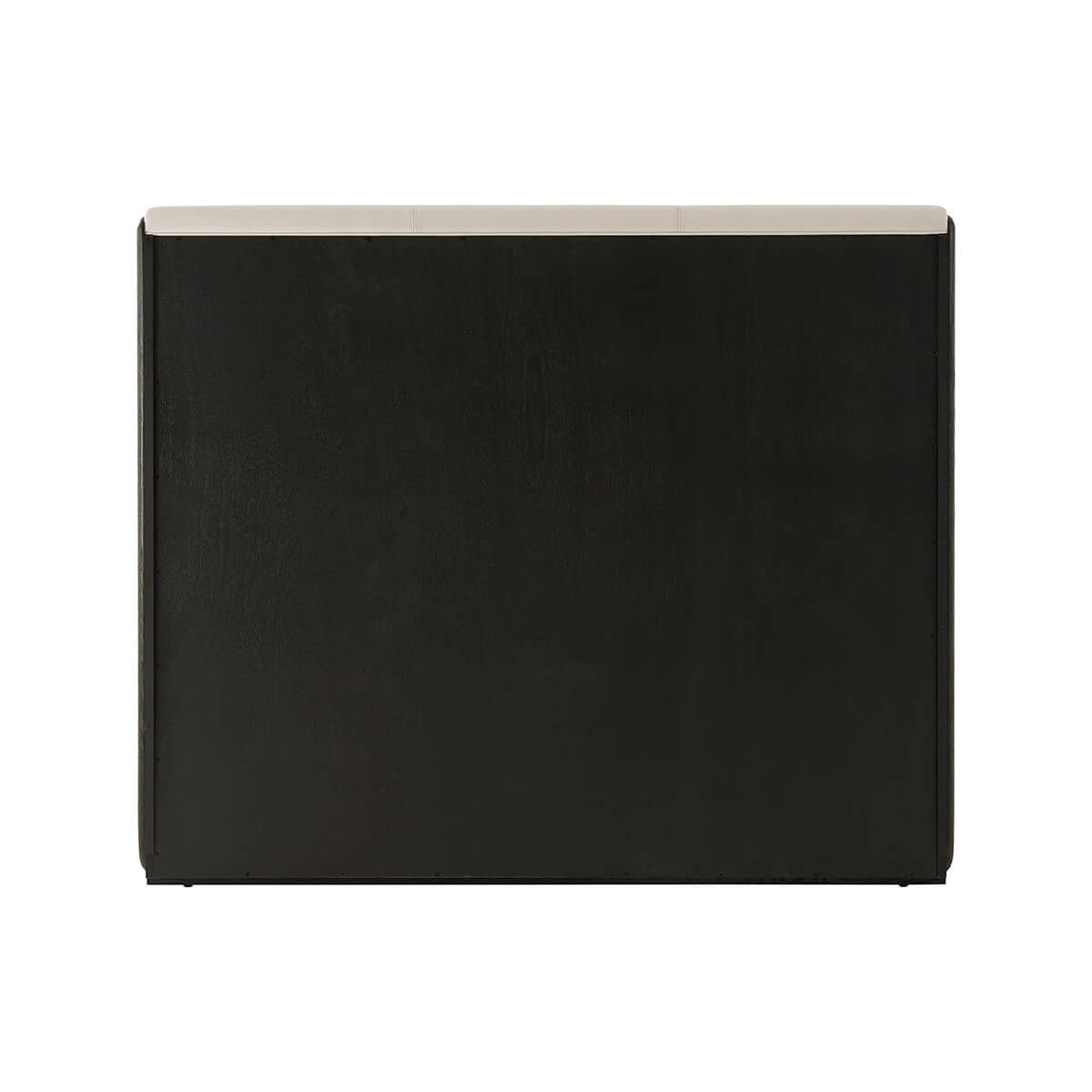 Back view of modern leather queen bed frame.
