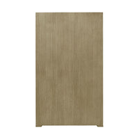 Vertical side view of modern light ash media cabinet.