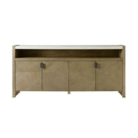 Front view of modern light ash media cabinet.