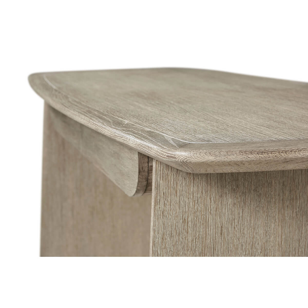 Light oak desk, close-up, detailed corner craftsmanship.