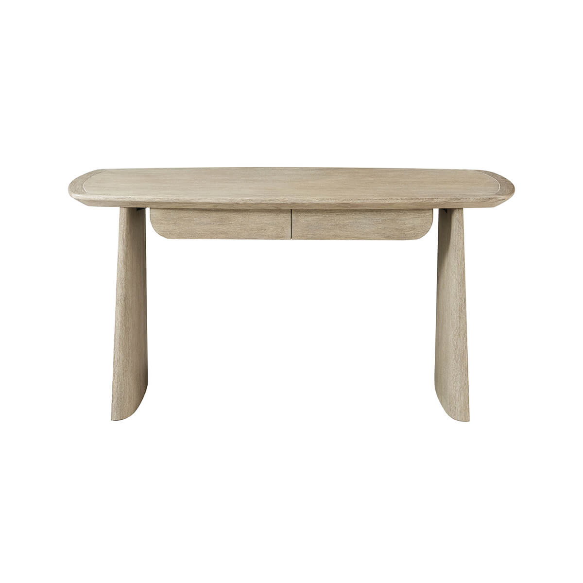 Light oak desk, front view, elegant and contemporary appeal.