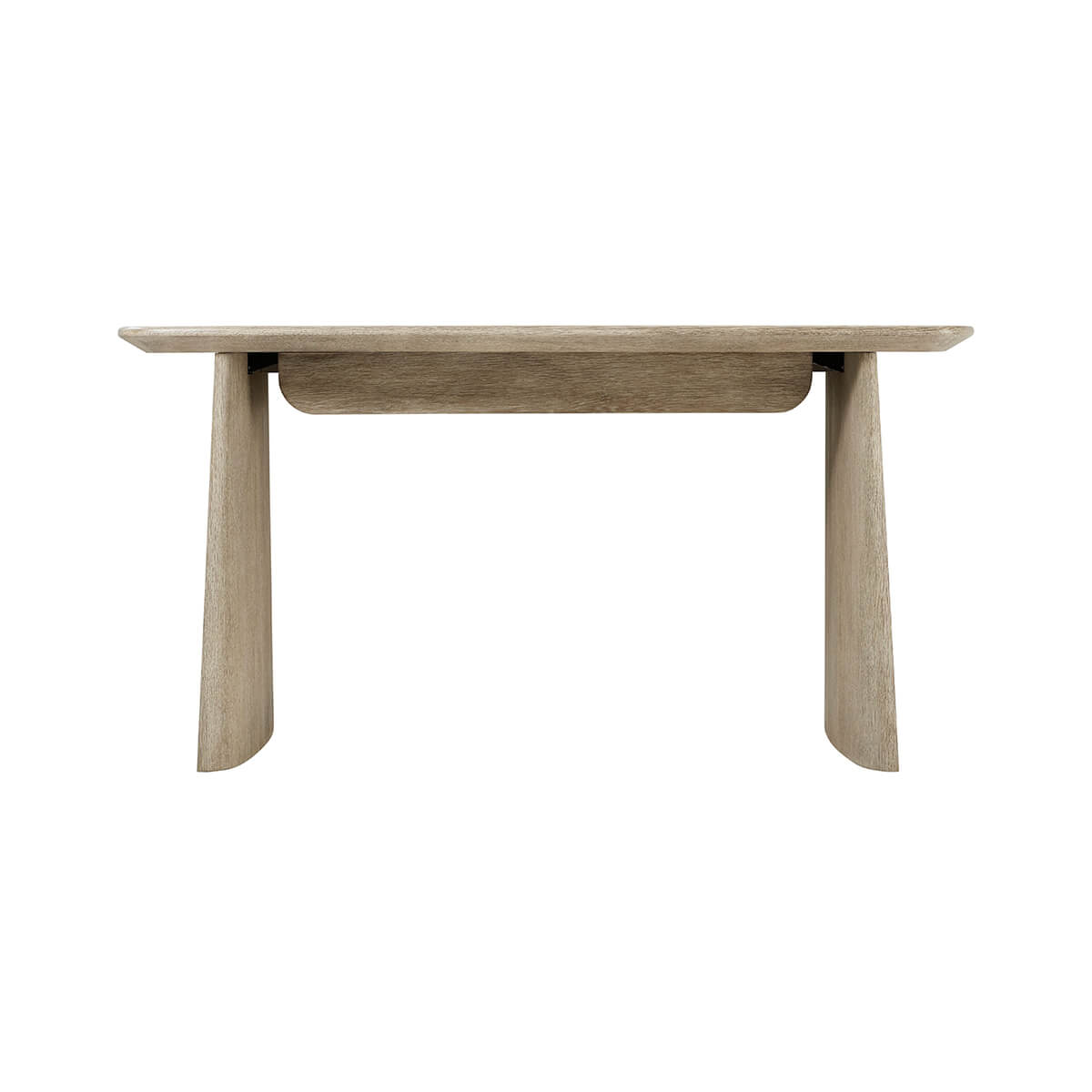 Light oak desk, back view, clean lines and design.