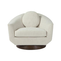 Beige modern lounge chair, front view.
