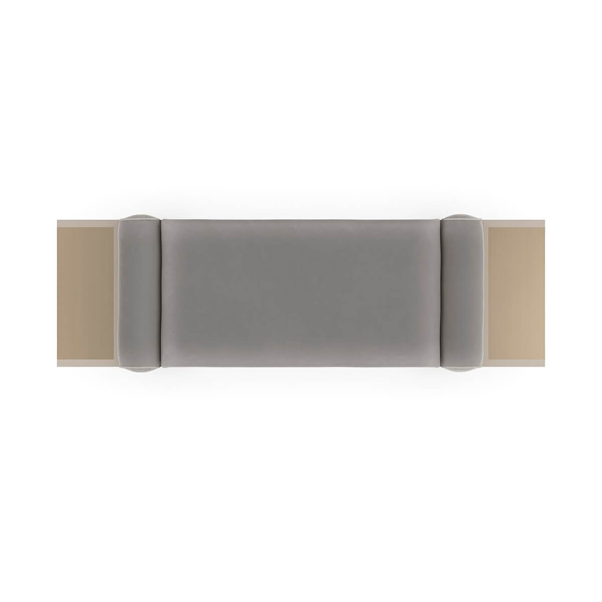 Modern luxury bench, top view, full length and cushions.