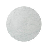 Top view of round marble cocktail table surface.