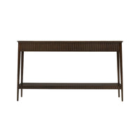 Back of modern console table with marble top.