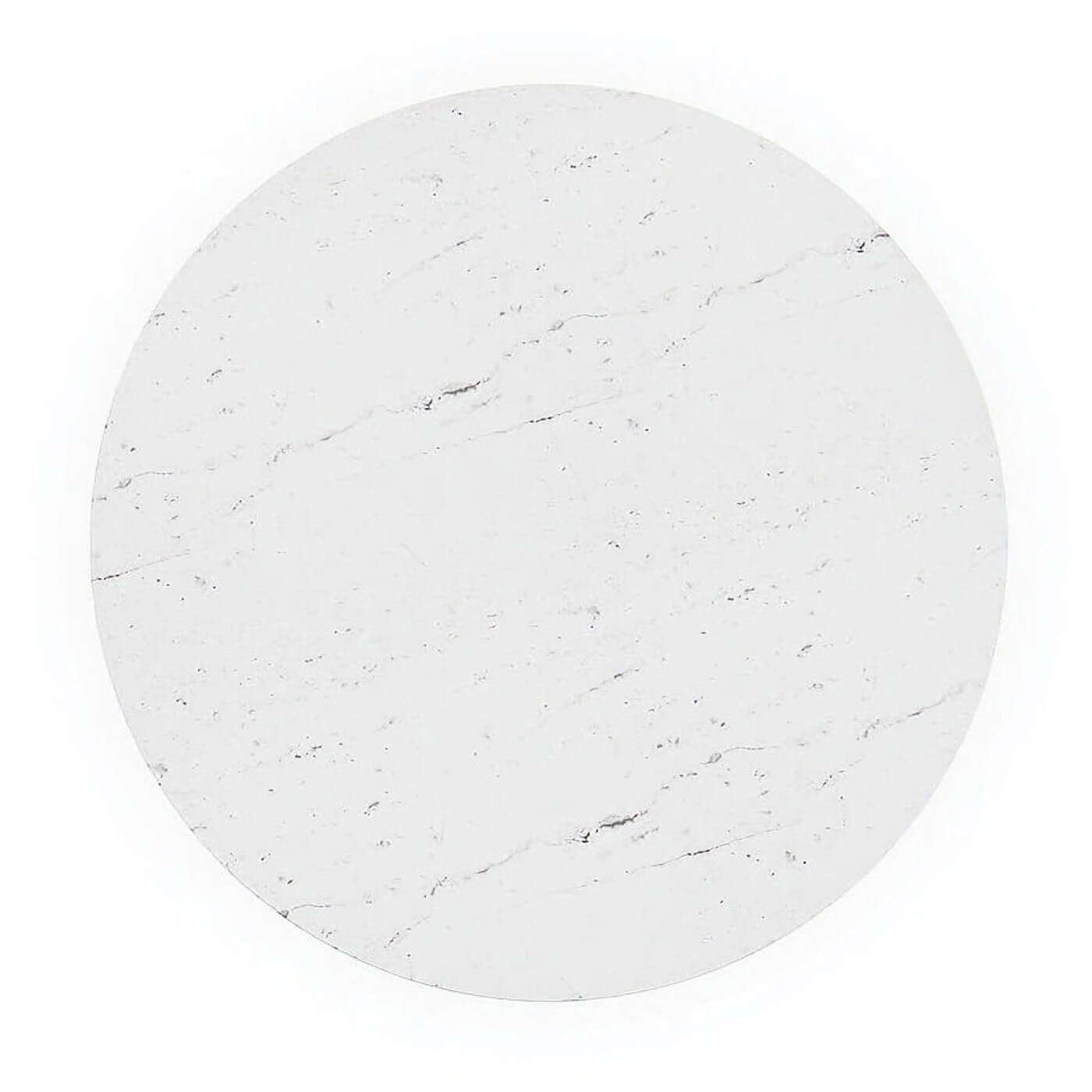 Close-up view of marble top on dining table.