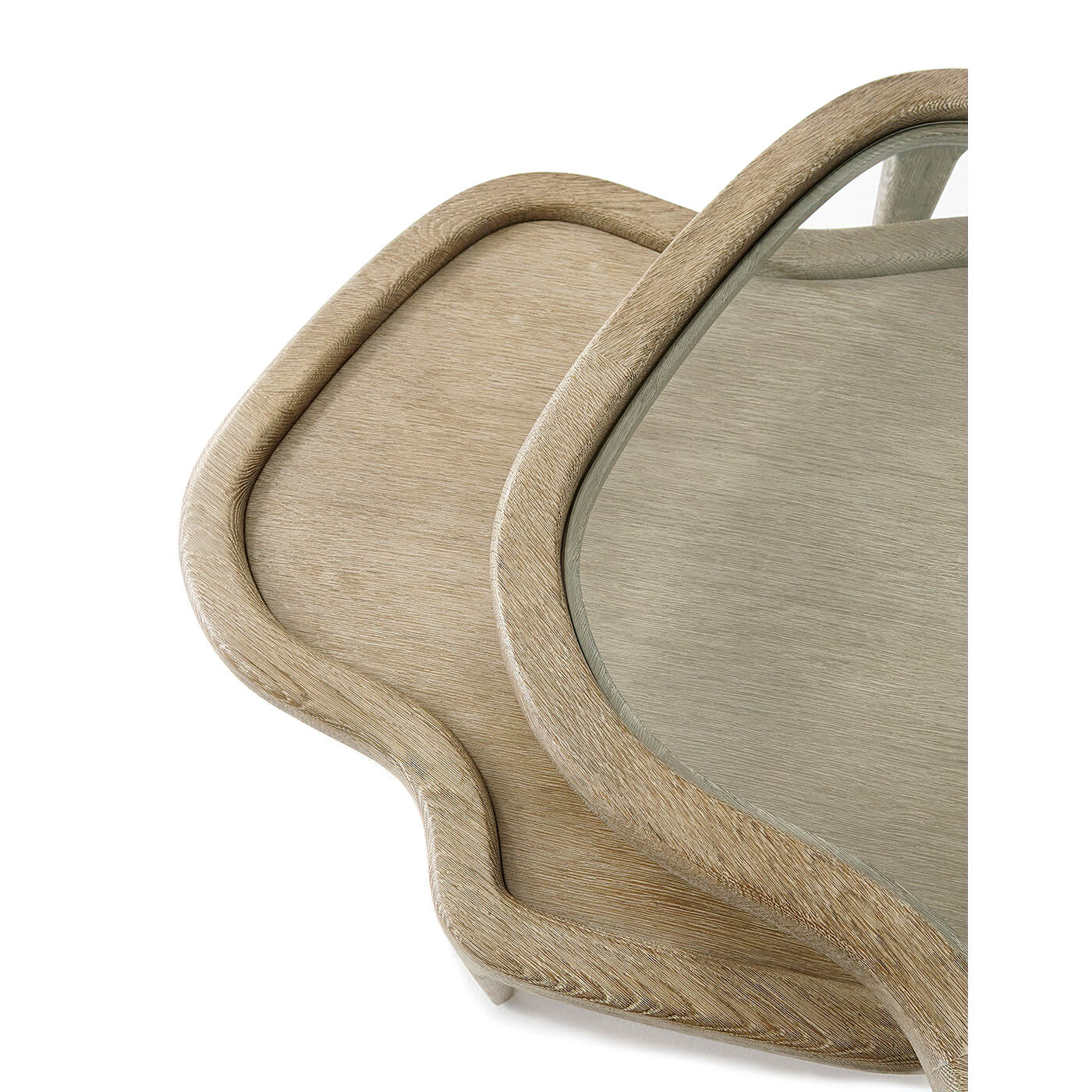 Close-up of nesting cocktail tables, overlapping design.