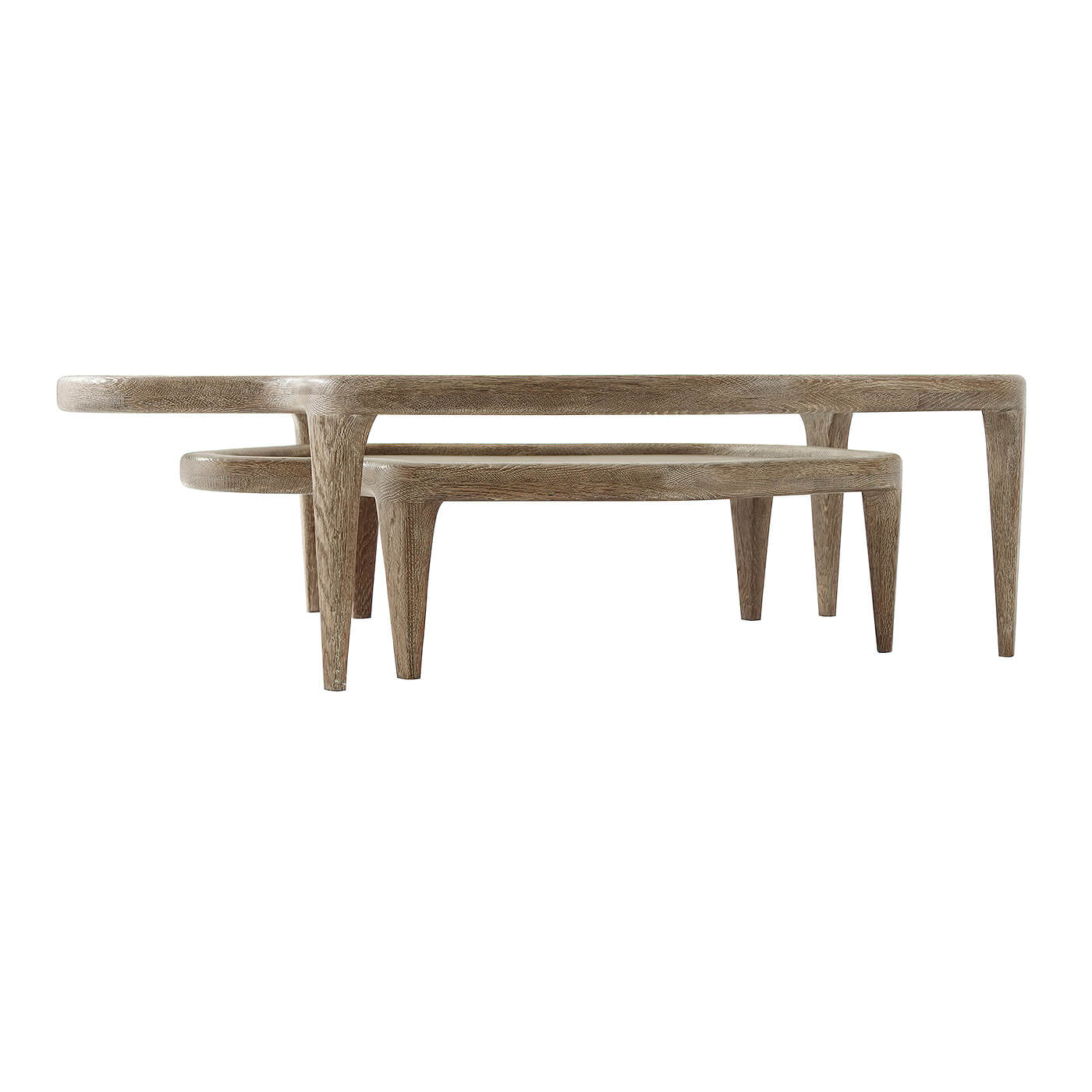 Side profile of nesting cocktail tables, stacked display.