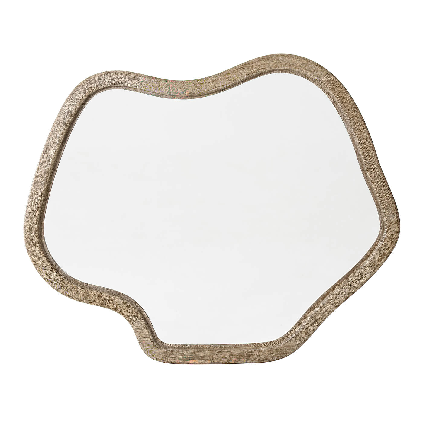 Glass-topped nesting table, top view, unique shape.