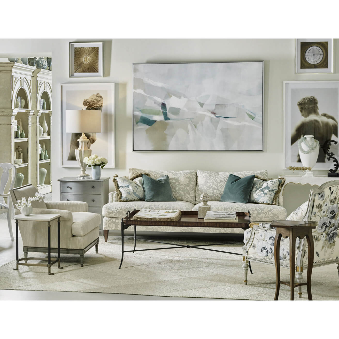 Modern tables in stylish living room setting.