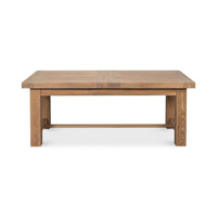 Oak dining table, end view, closed position.