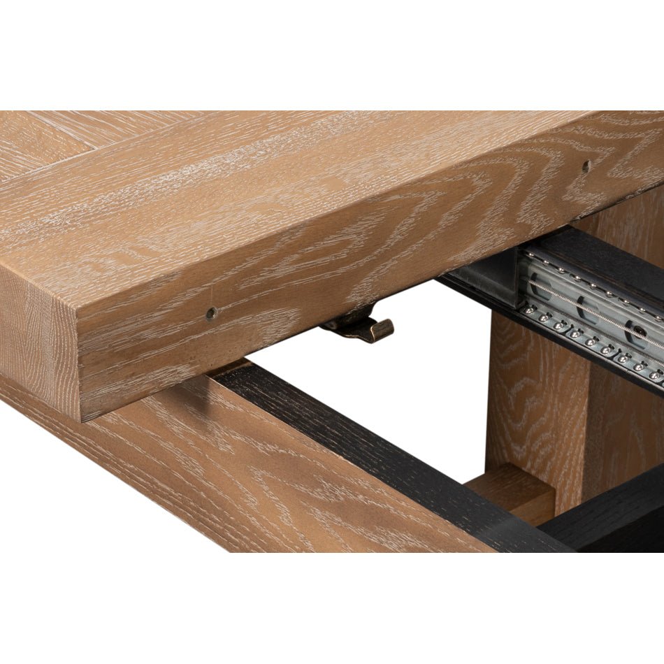 Detail of dining table extension mechanism.