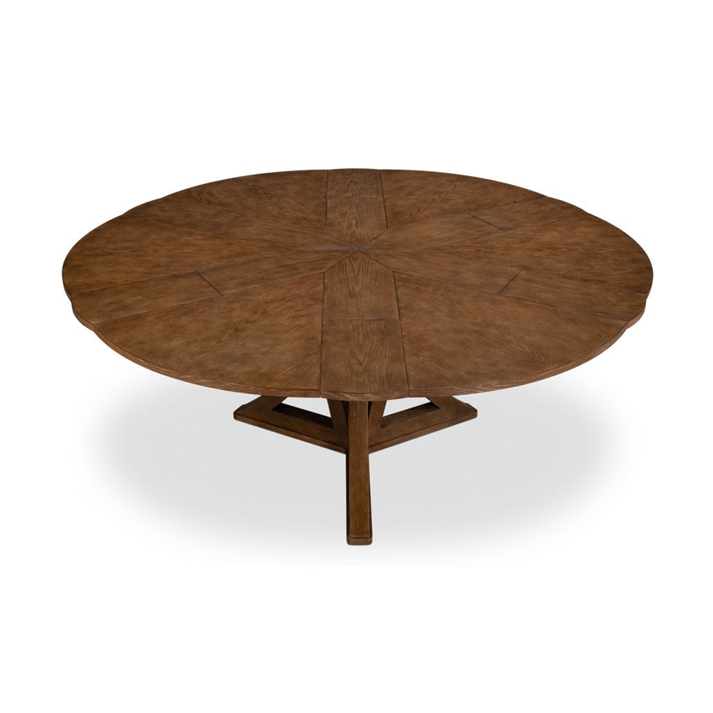 Fully extended round table, top view.