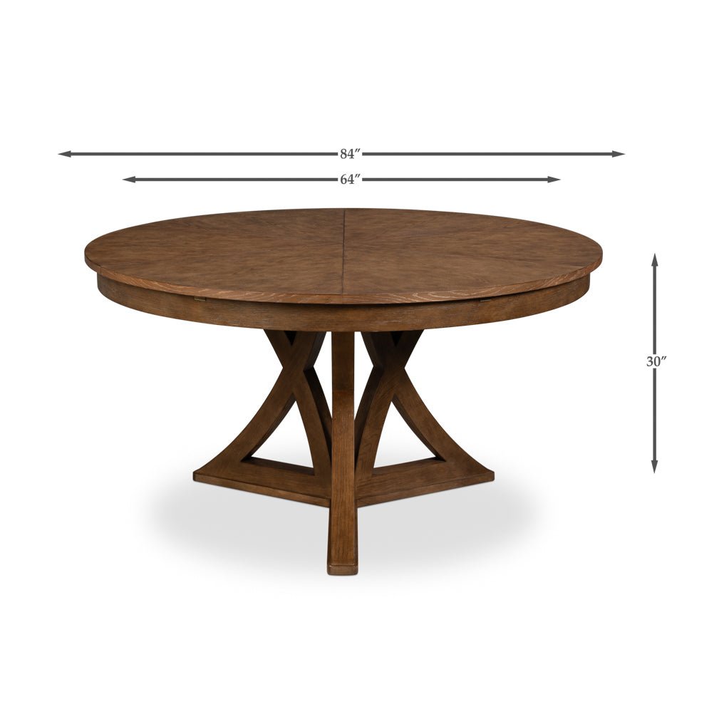 Oak dining table dimensions: width, length, height.