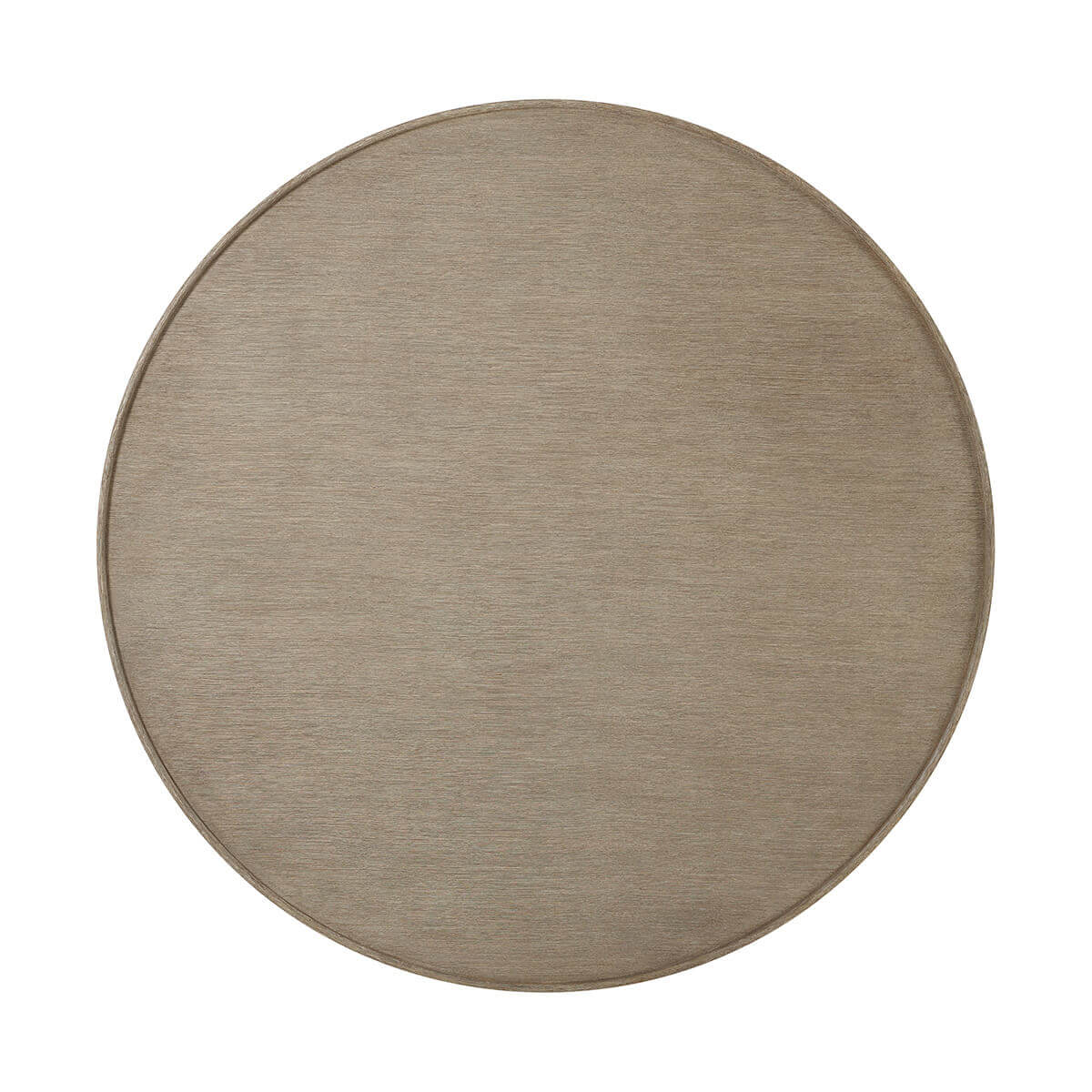 Top view of oak round coffee table.