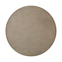Top view of oak round coffee table.