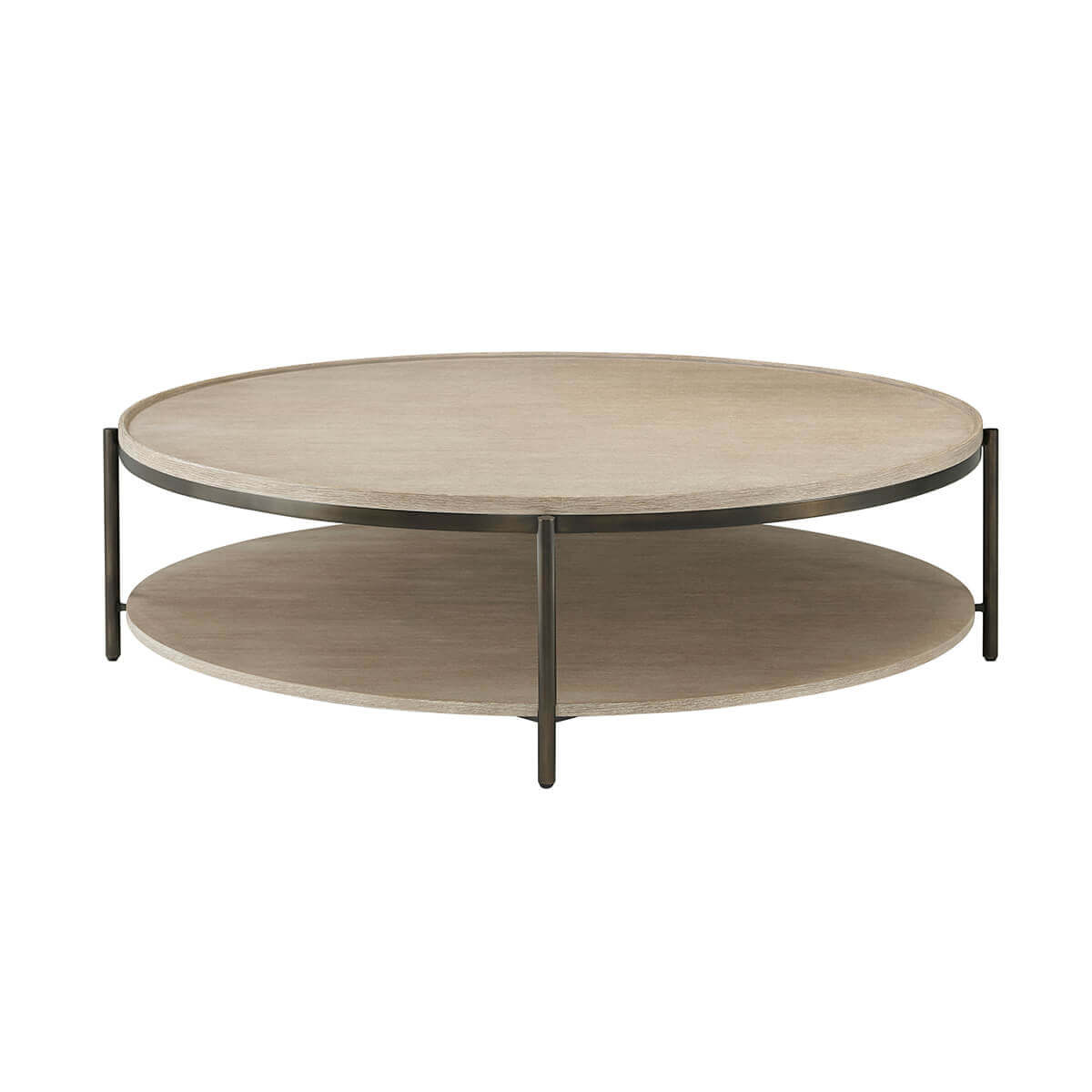 Round coffee table, top and side view.