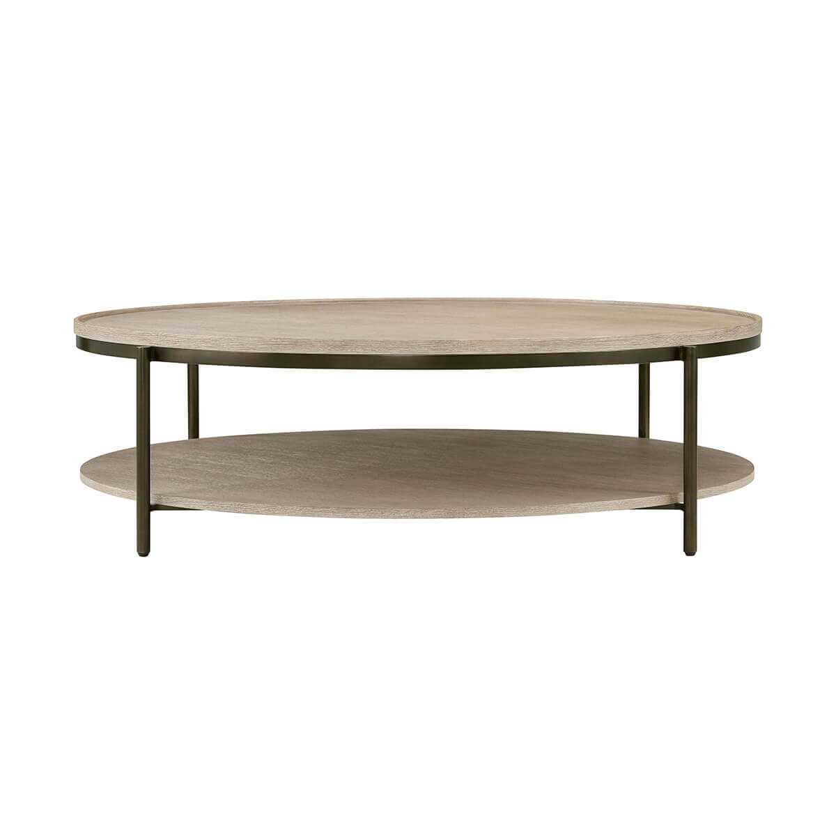 Front view of modern round coffee table.