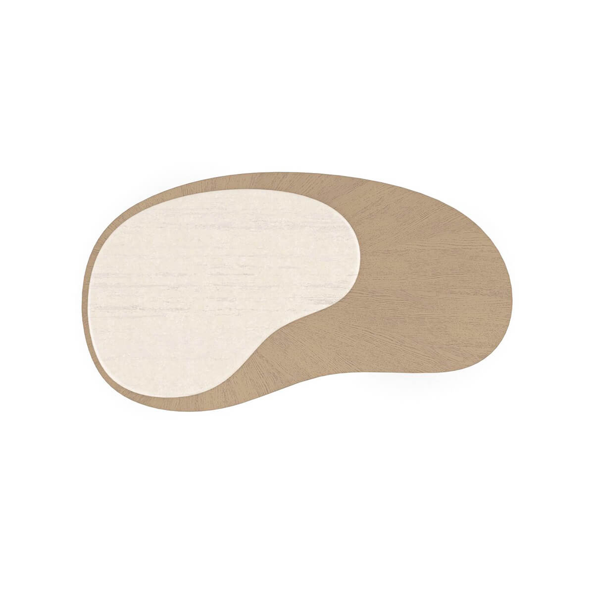 Top view of modern coffee table, bi-color surface.