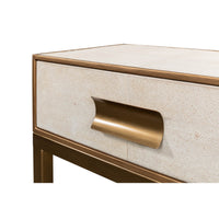 Close-up of console table drawer handle.