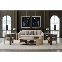 Stylish living room with modern oval cocktail table.