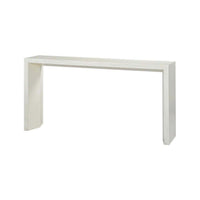 White modern console table, front view with clean lines.