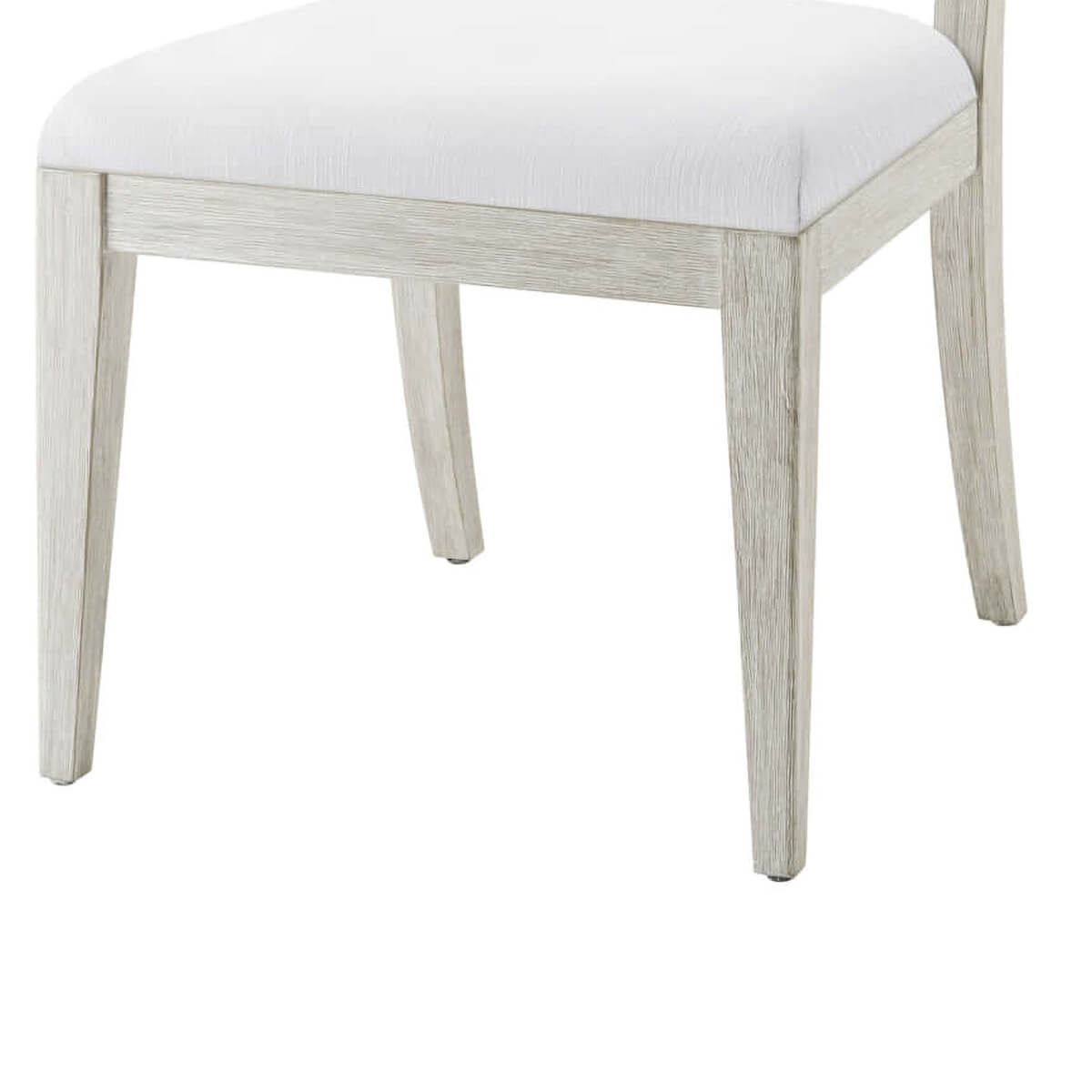 Close-up of chair's wooden legs and seat.