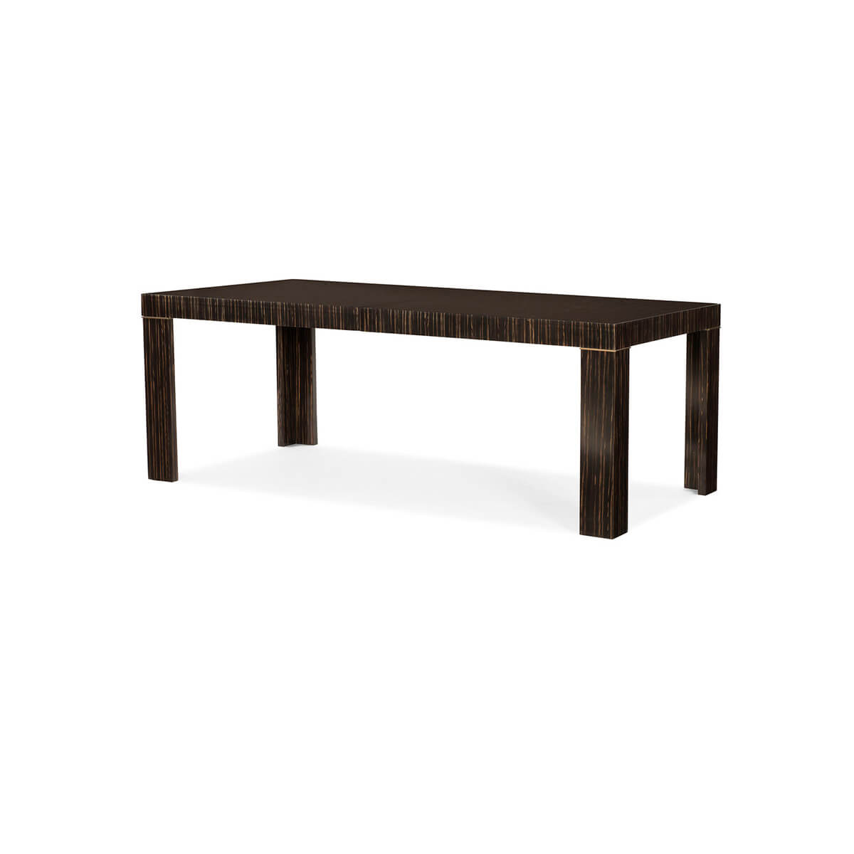 Modern dining table, angled side perspective.