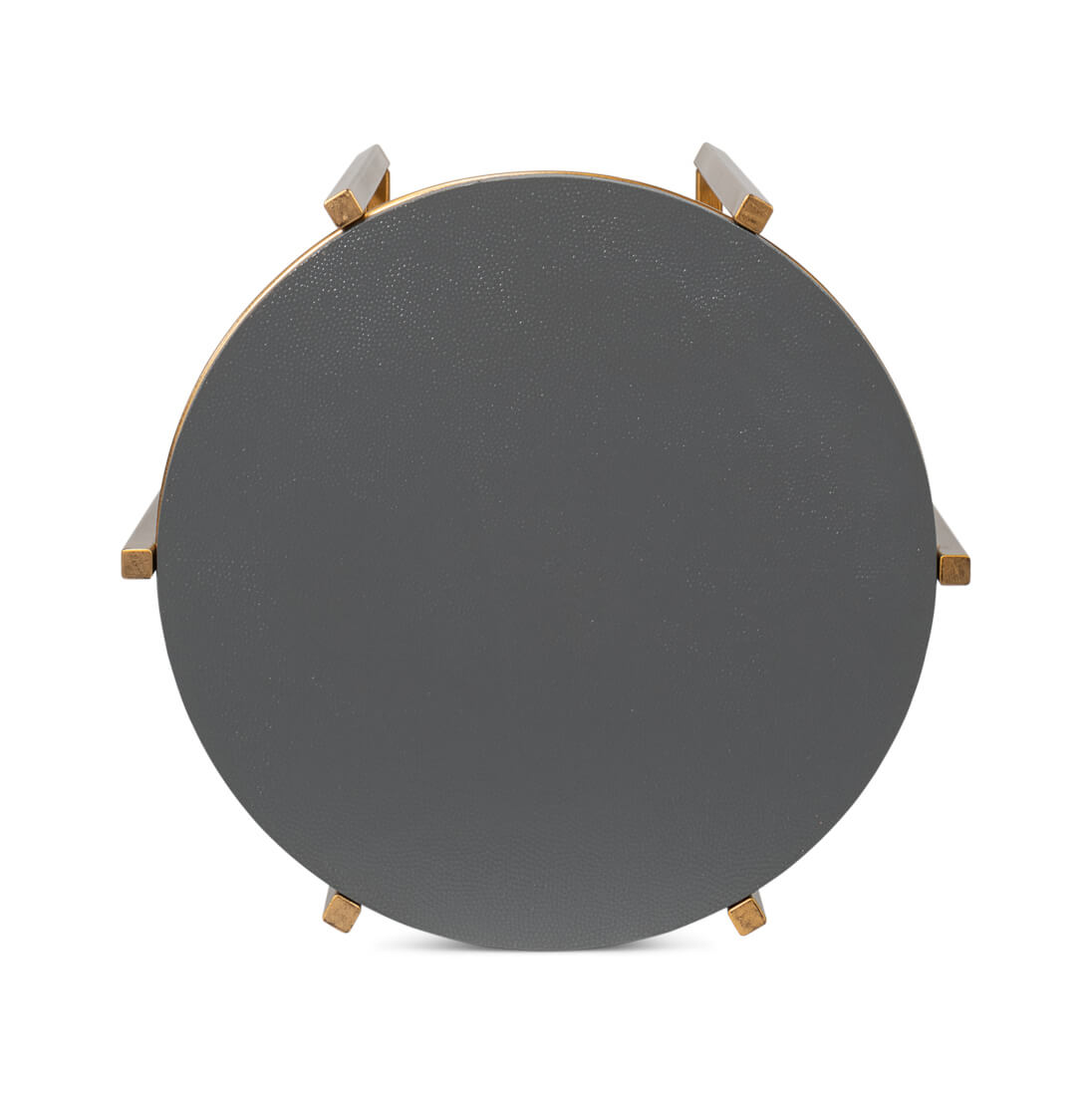 Bottom view of round accent table surface.