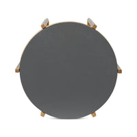 Bottom view of round accent table surface.