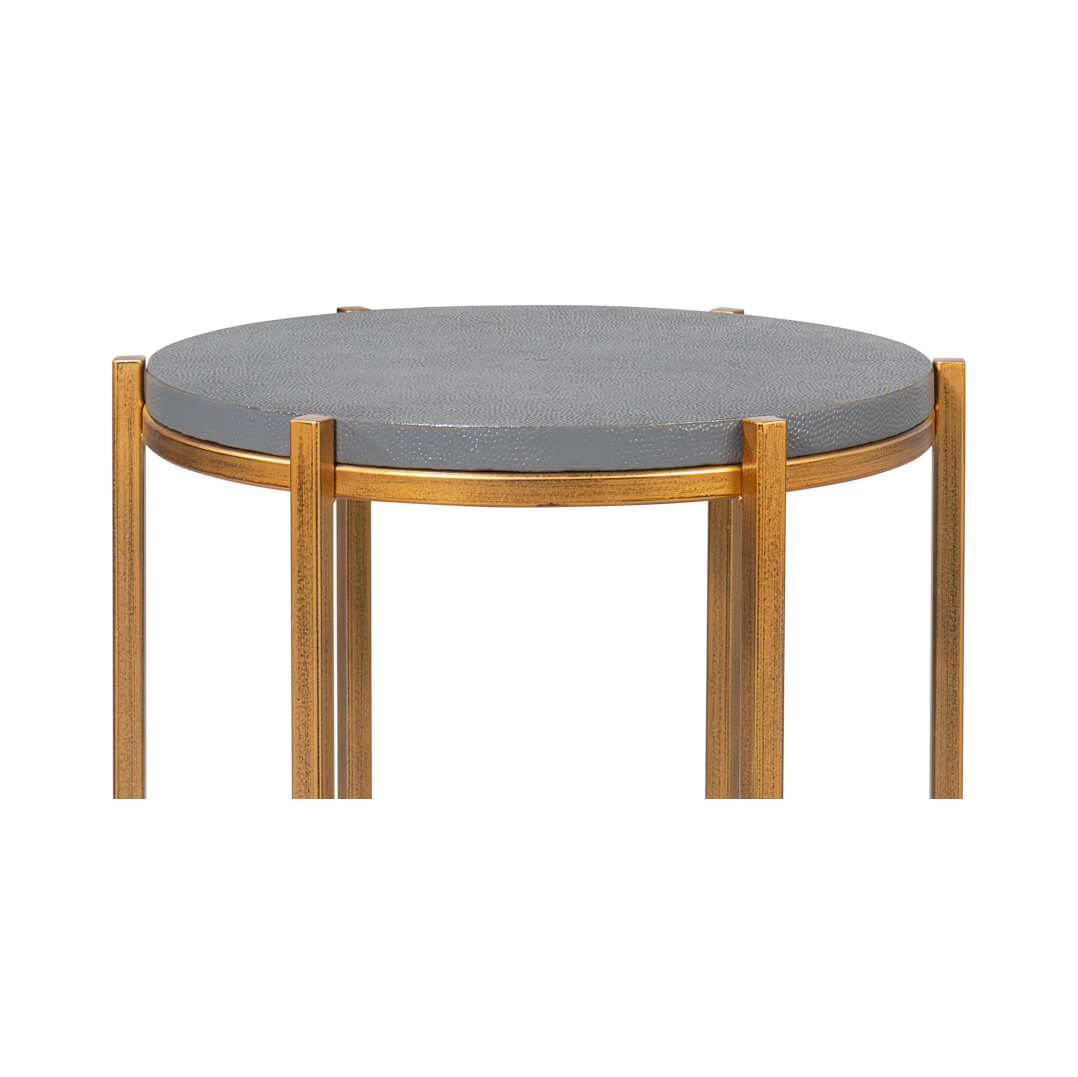 Close-up of accent table edge and legs.