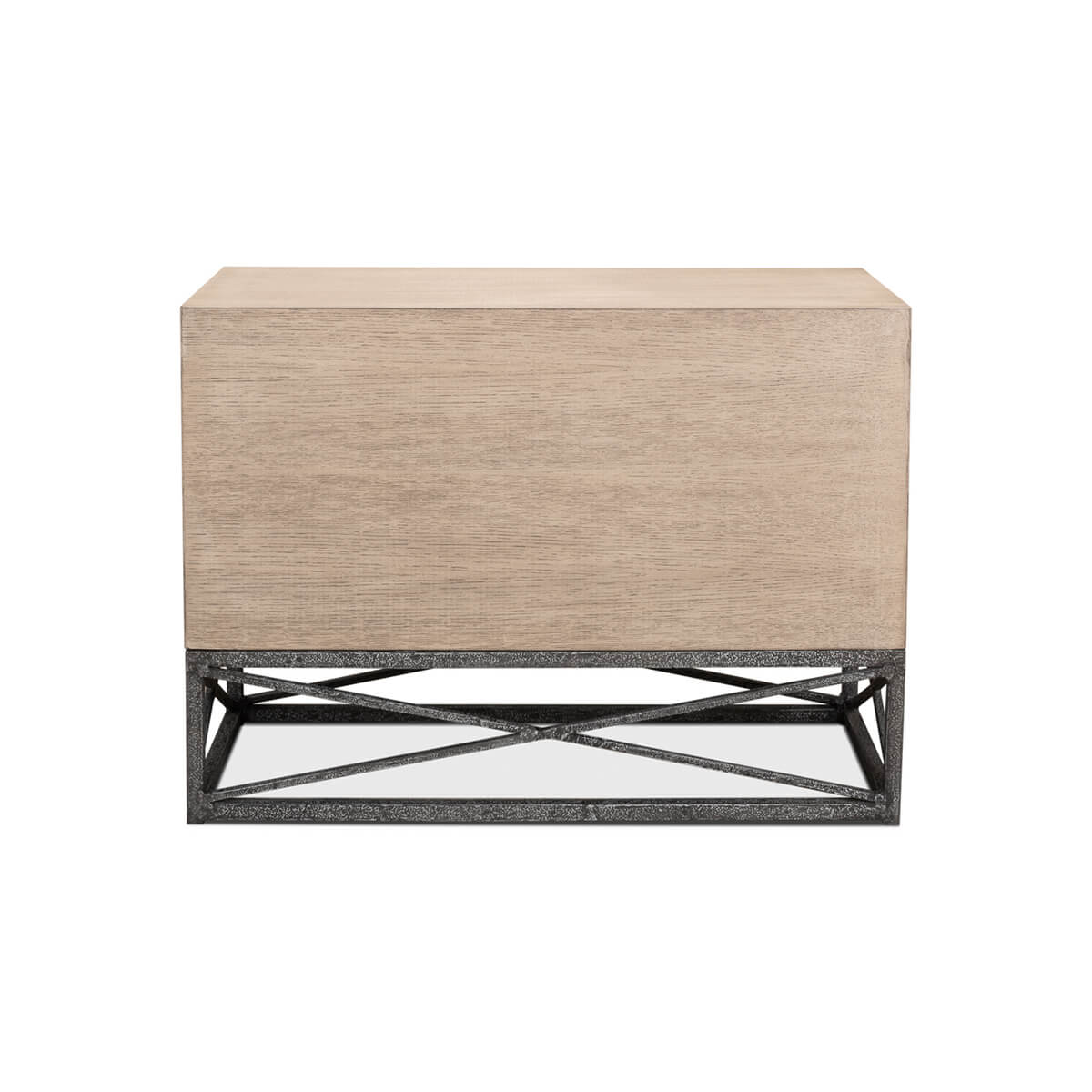 Back view of modern chest, showcasing full structure.