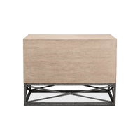 Back view of modern chest, showcasing full structure.