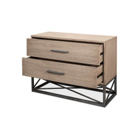 Modern chest with open drawers, showcasing storage space.