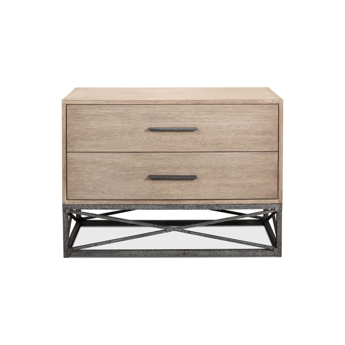 Front view of modern chest of drawers, full display.