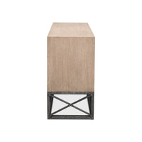 Side view of modern chest, emphasizing depth and design.