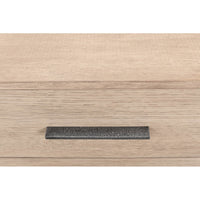 Close-up of modern chest drawer handle detail.