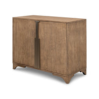 Modern pine side cabinet left angled view.