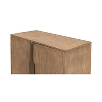 Top corner of modern pine side cabinet.